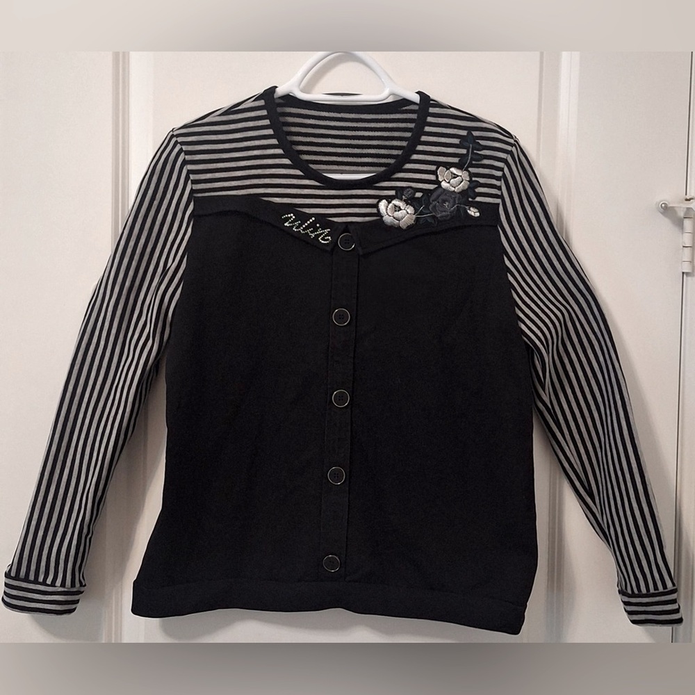 Black and Gray Striped Sweater